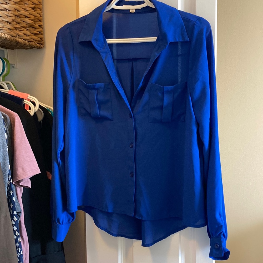 🌸5/$20 Brand: Active - Sheer royal blue blouse